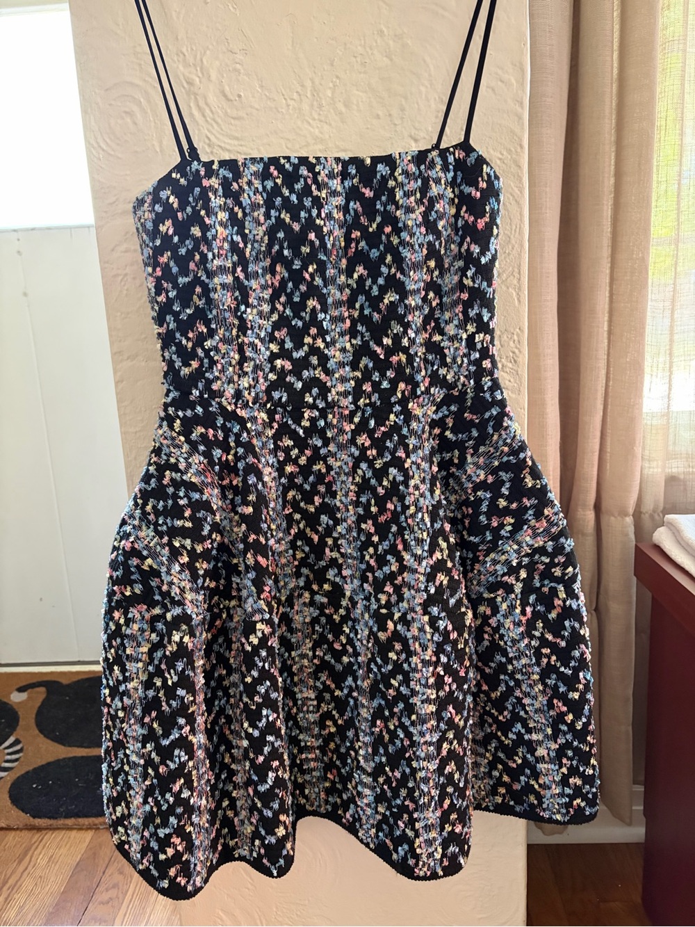 Elliatt Black Floral Spaghetti-Strap A-Line Dress